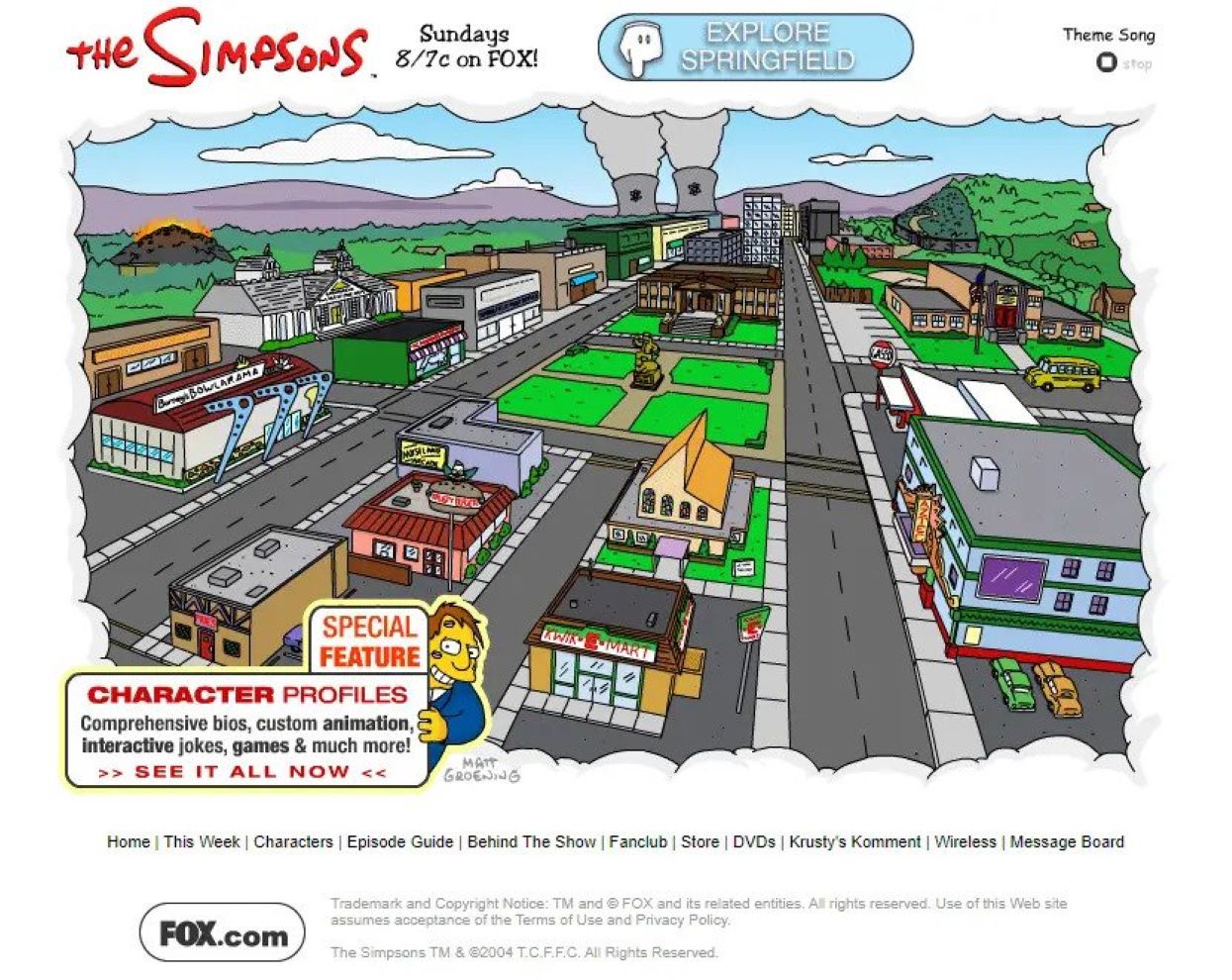 The Simpsons website from 2006