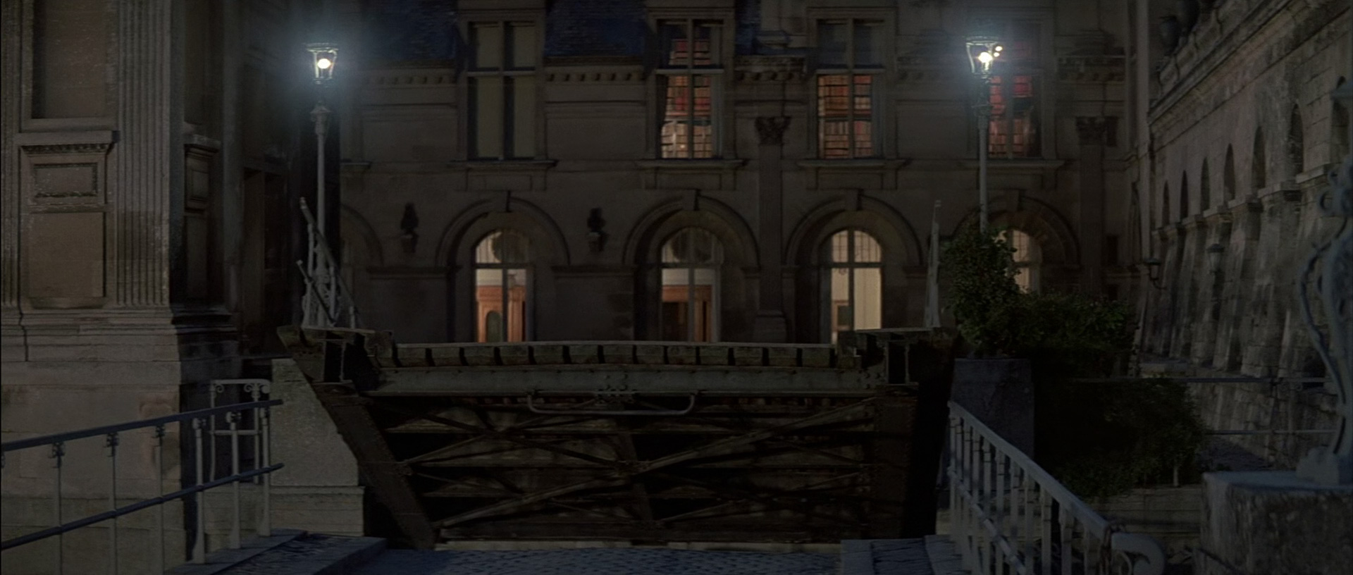 The drawbridge rises up